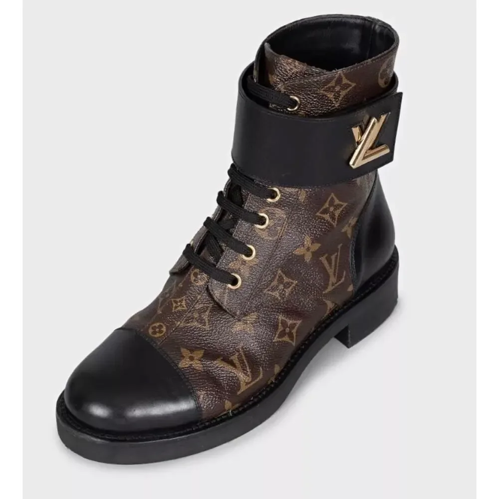 Louis Vuitton Monogram Canvas Leather Ankle Boots 38.5
